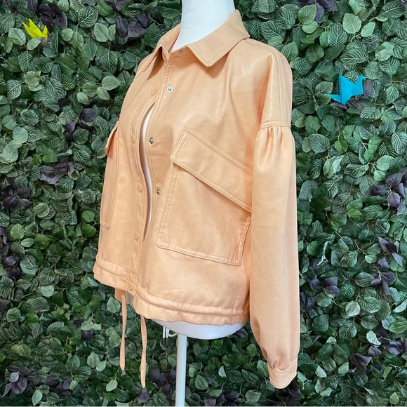 7 For All Mankind Jacket- Women’s Soft Faux Leather Jacket Peach color size S, M - Picture 9 of 11